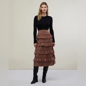 Ruffle midi skirt